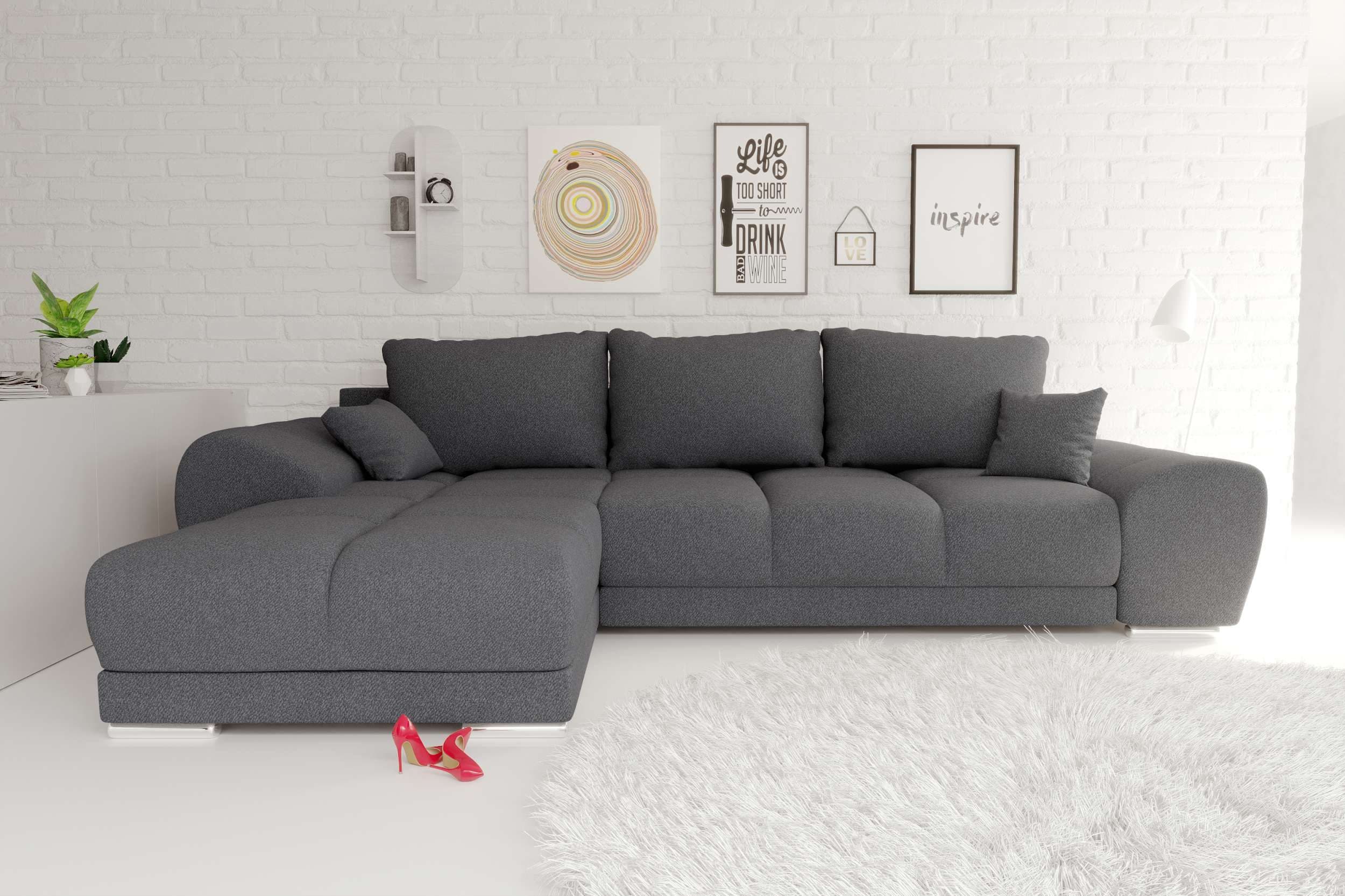 99rooms Ecksofa Antalya L-Form mit Schlaffunktion Anthrazit - Bild 2