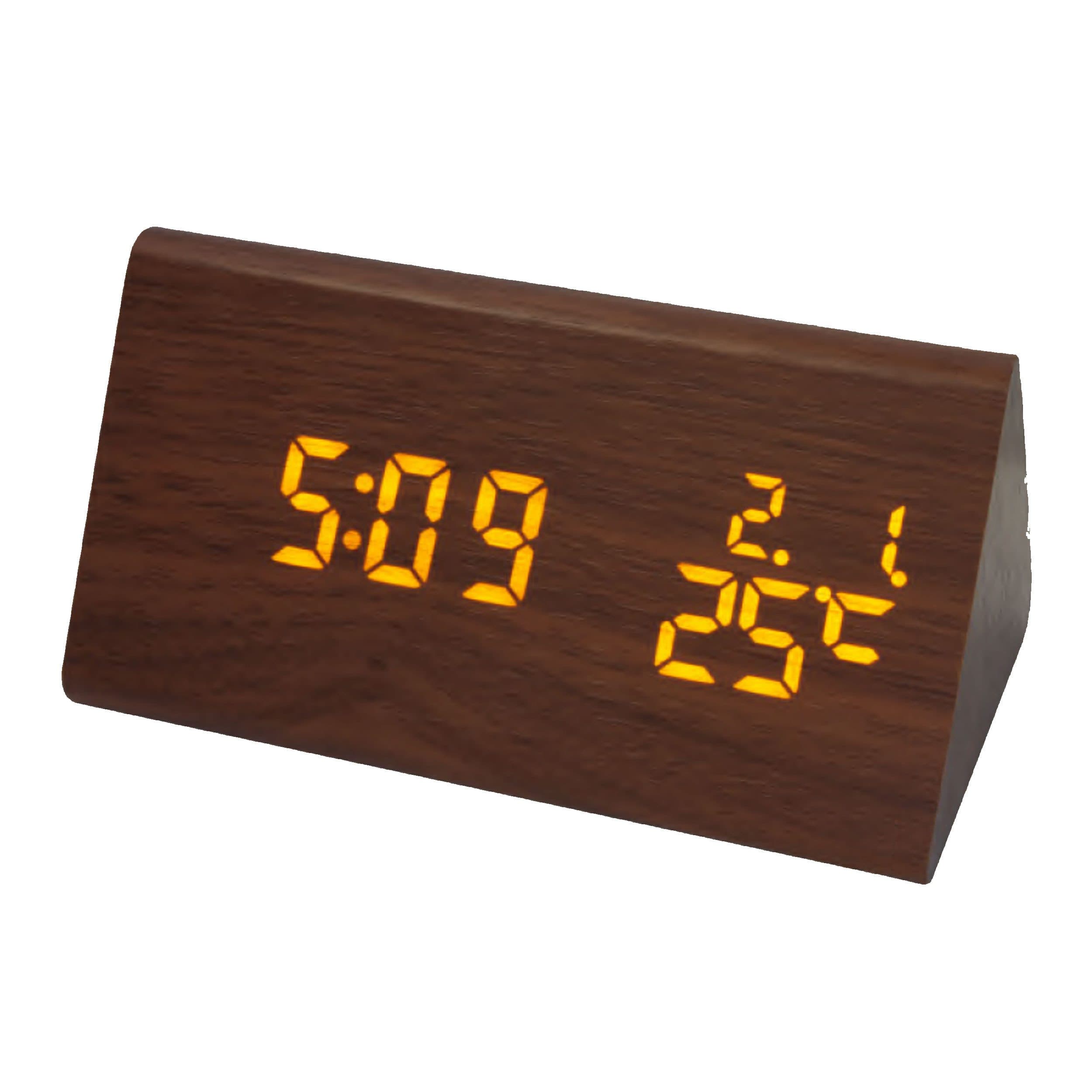 Miraval Digitale Tischuhr Holz mit USB-Ladefunktion