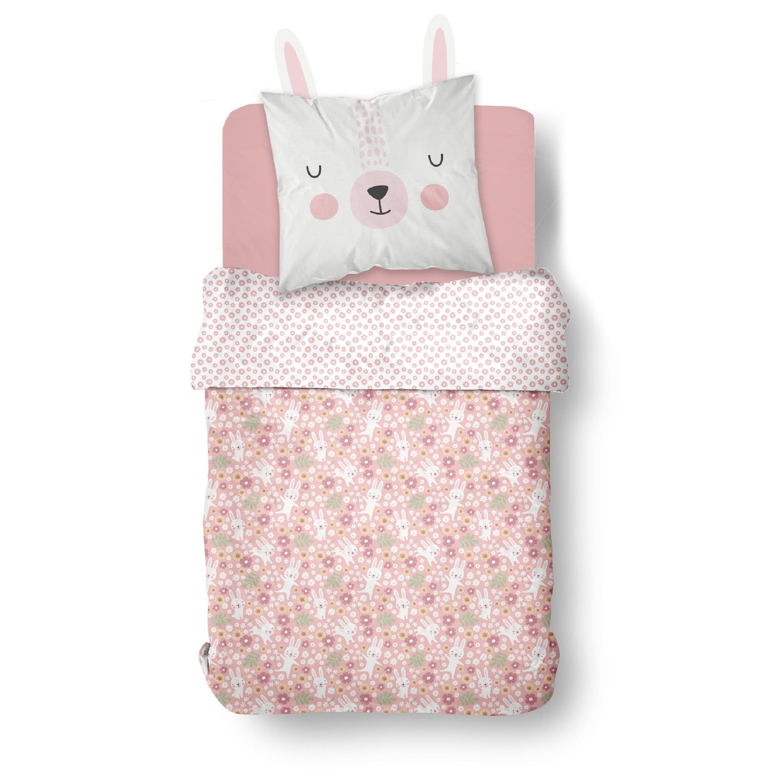 Familando Kinderbettwäsche Hase Rosa mit Ohren am Kopfkissen - Bild 2