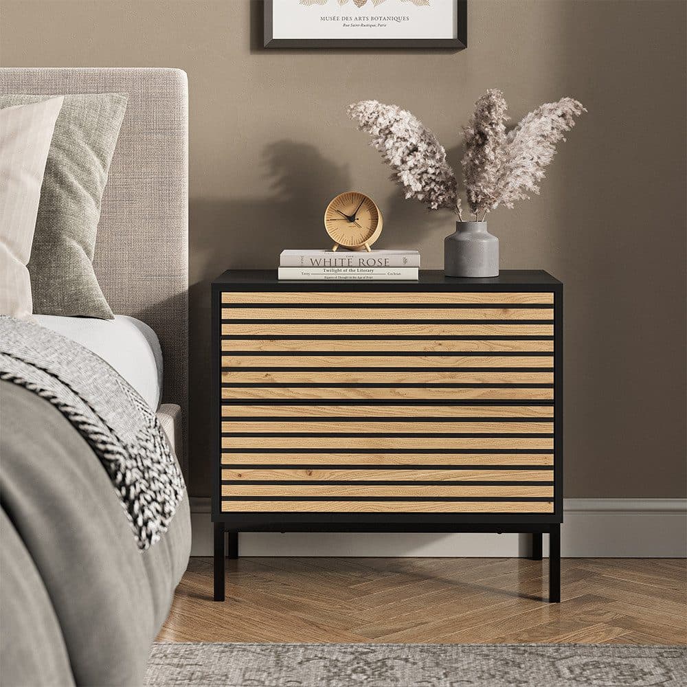Vicco Nachtschrank Eliza Schwarz/Eiche mit Push-to-open Funktion - Bild 2
