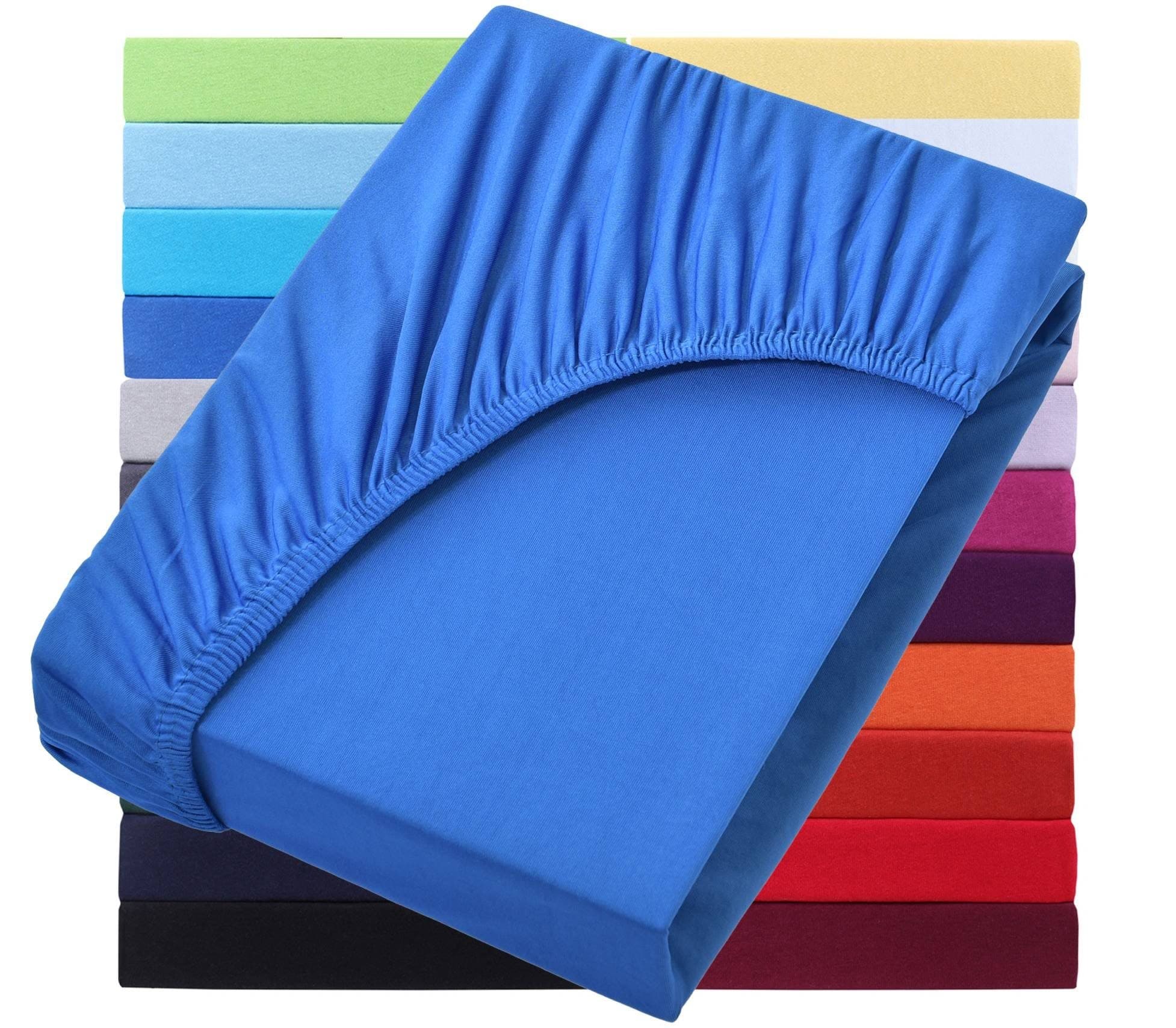 NatureMark Spannbetttuch 200x220cm Baumwolle Royal Blau - Bild 2