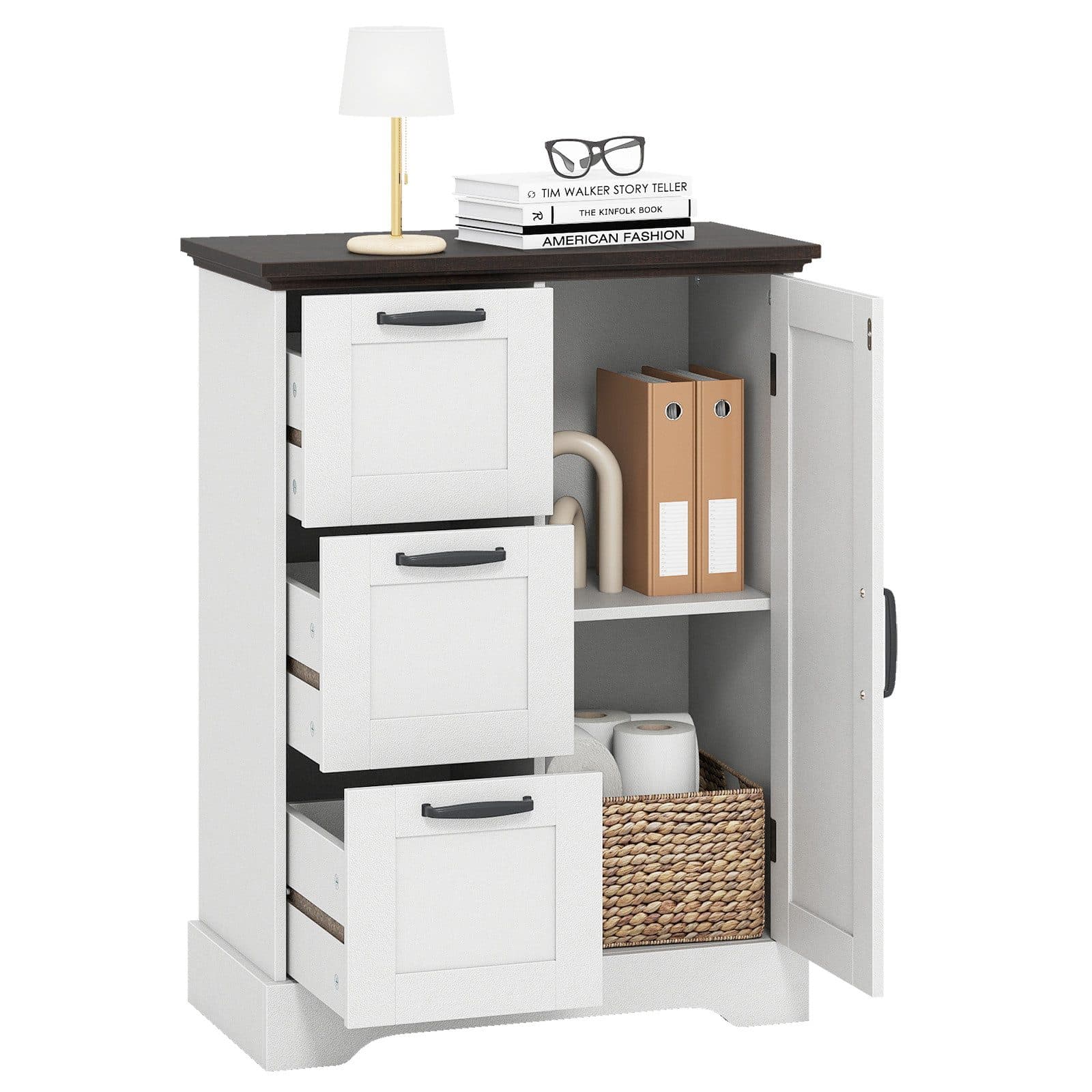 COSTWAY Kommode, Buffetschrank mit Tür & 3 Schubladen Sideboard - Bild 2