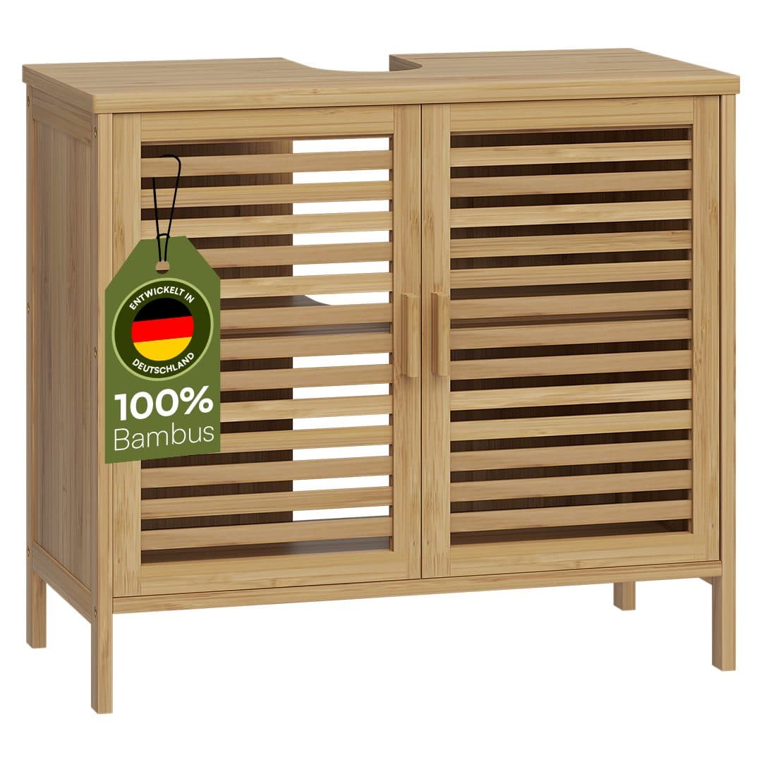 Bellamio Waschbeckenunterschrank Newa Bambus Modern Skandinavisch - Bild 2