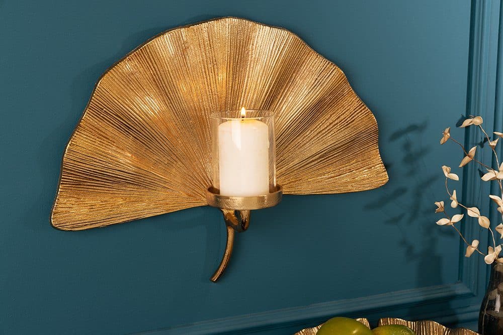 riess-ambiente Wandkerzenhalter GINKGO 44cm Gold - Bild 2