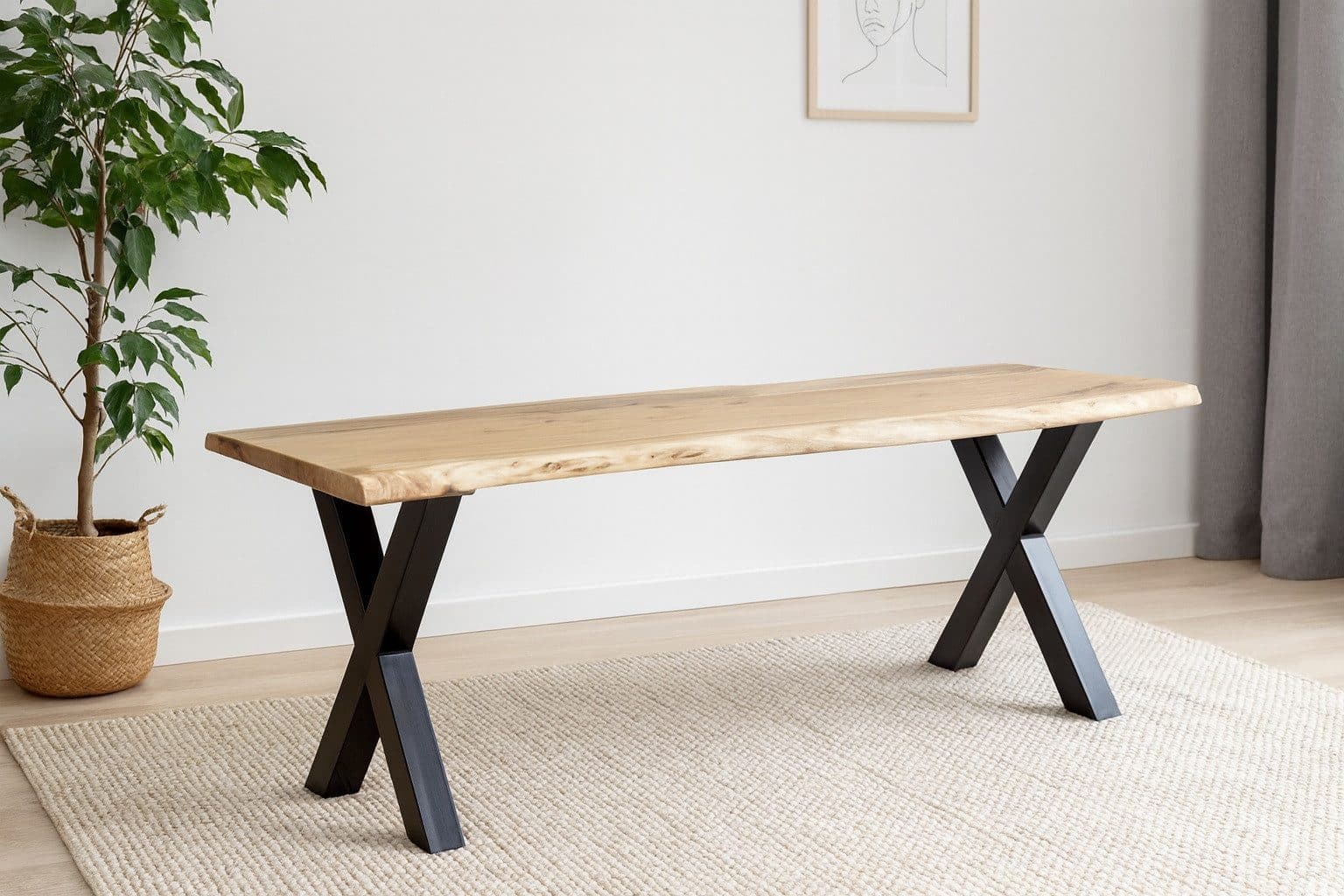 SAM® Sitzbank Quento Akazie Baumkante Metallgestell