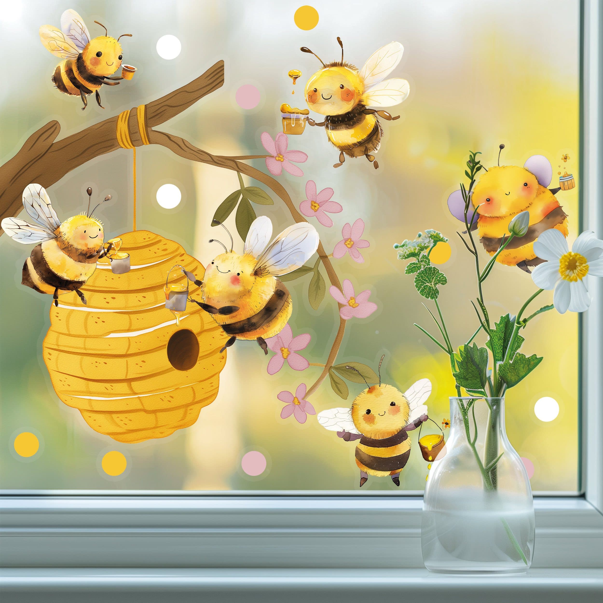 Sunnywall Fensterdekoration Bienen auf Honigsuche - Wiederverwendbar - Bild 2