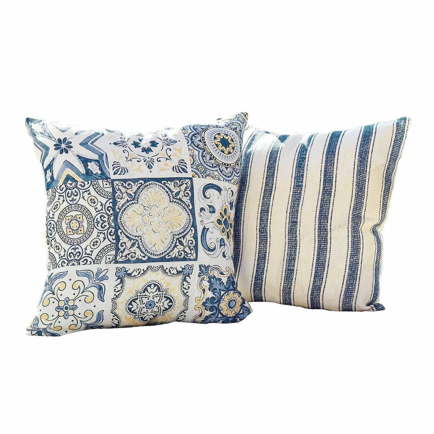 Mirabeau Kissenhülle 2er Set Bourrignon Leinen Blau/Beige - Bild 2