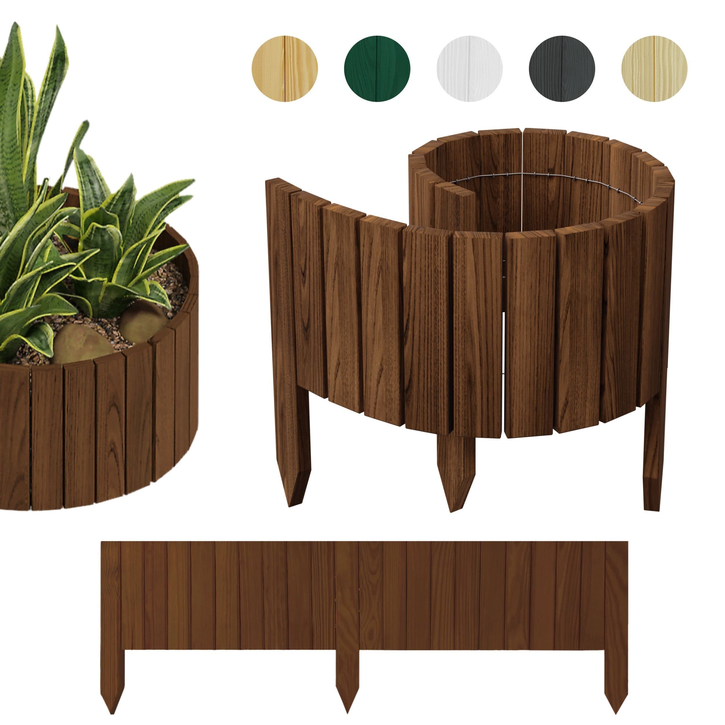 be4nature Palisade Rasenkante Dunkelbraun Flexibel Holz Beetumrandung - Bild 2