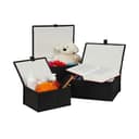 relaxdays Aufbewahrungskorb 3er Set Schwarz Bambus mit Deckel Bild 2