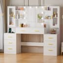 BEWISHOME Schminktisch LED-Beleuchtung 8 Schubladen Bild 2