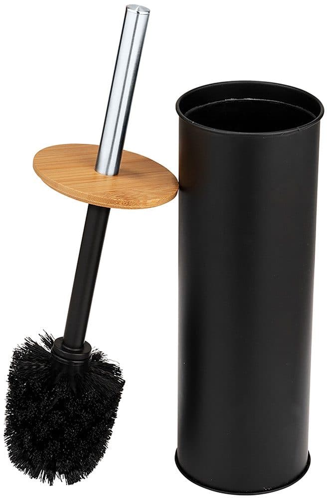 WENKO WC-Garnitur Tortona Toilettenbürstenhalter Schwarz Bambus - Bild 2