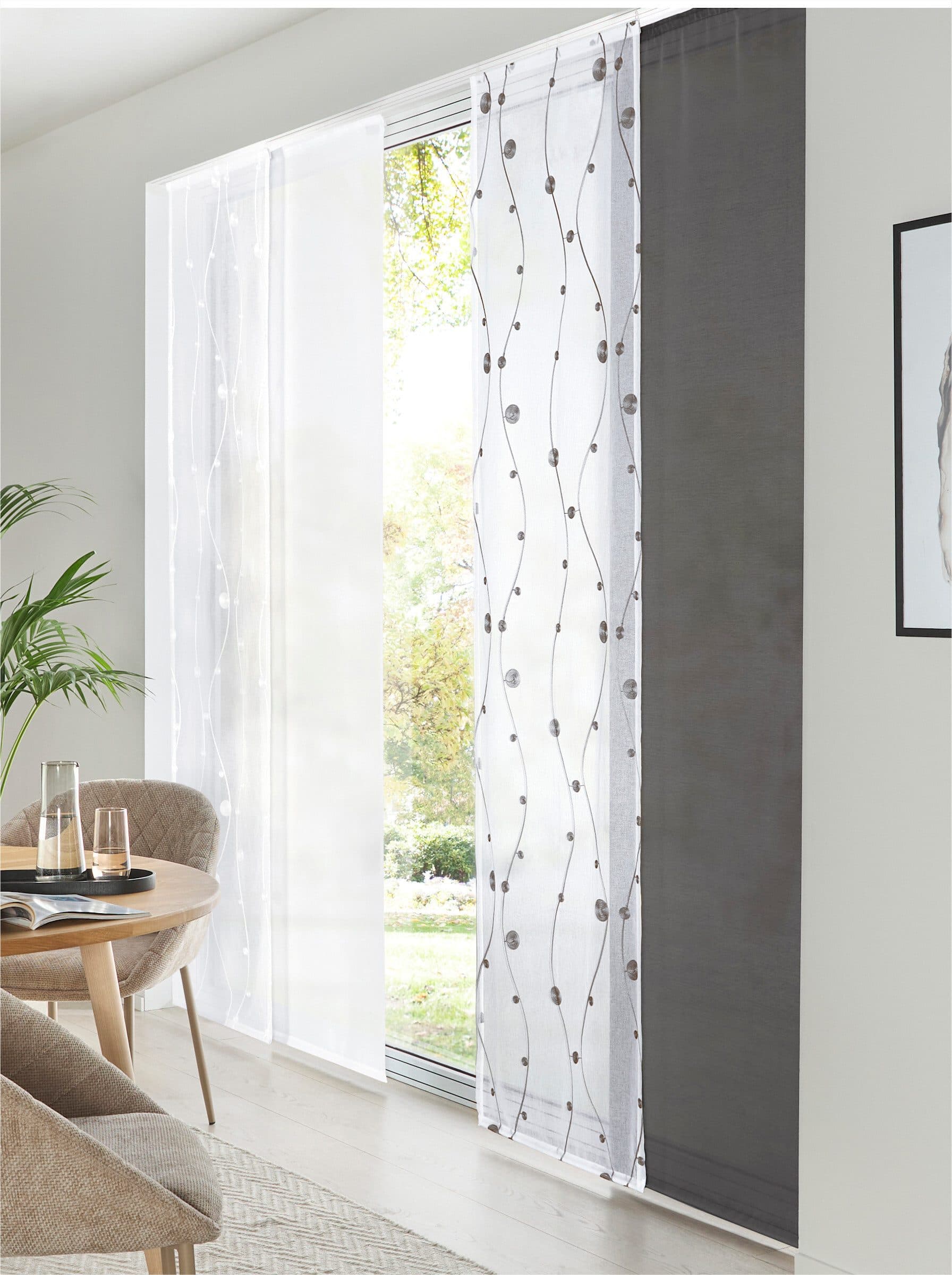 heine Schiebevorhang transparent mit Klettschiene und Stickerei - Bild 2