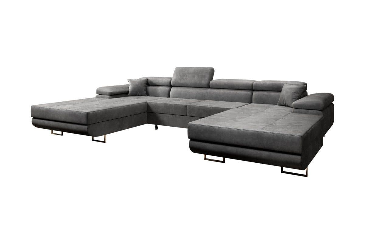 Luxusbetten24 Schlafsofa Calvera U Samt grau mit Schlaffunktion - Bild 2