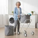 abc HOME Wäschekorbwagen Weiß Metall Klappbar Bild 2