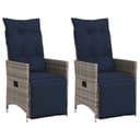 vidaXL Gartenstuhl Set 2 Stk. Verstellbar Grau Poly Rattan mit Kissen Bild 2