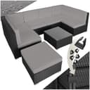 tectake Gartenlounge-Set 8-tlg. Schwarz/Grau Rattan mit Glasplatte Bild 2