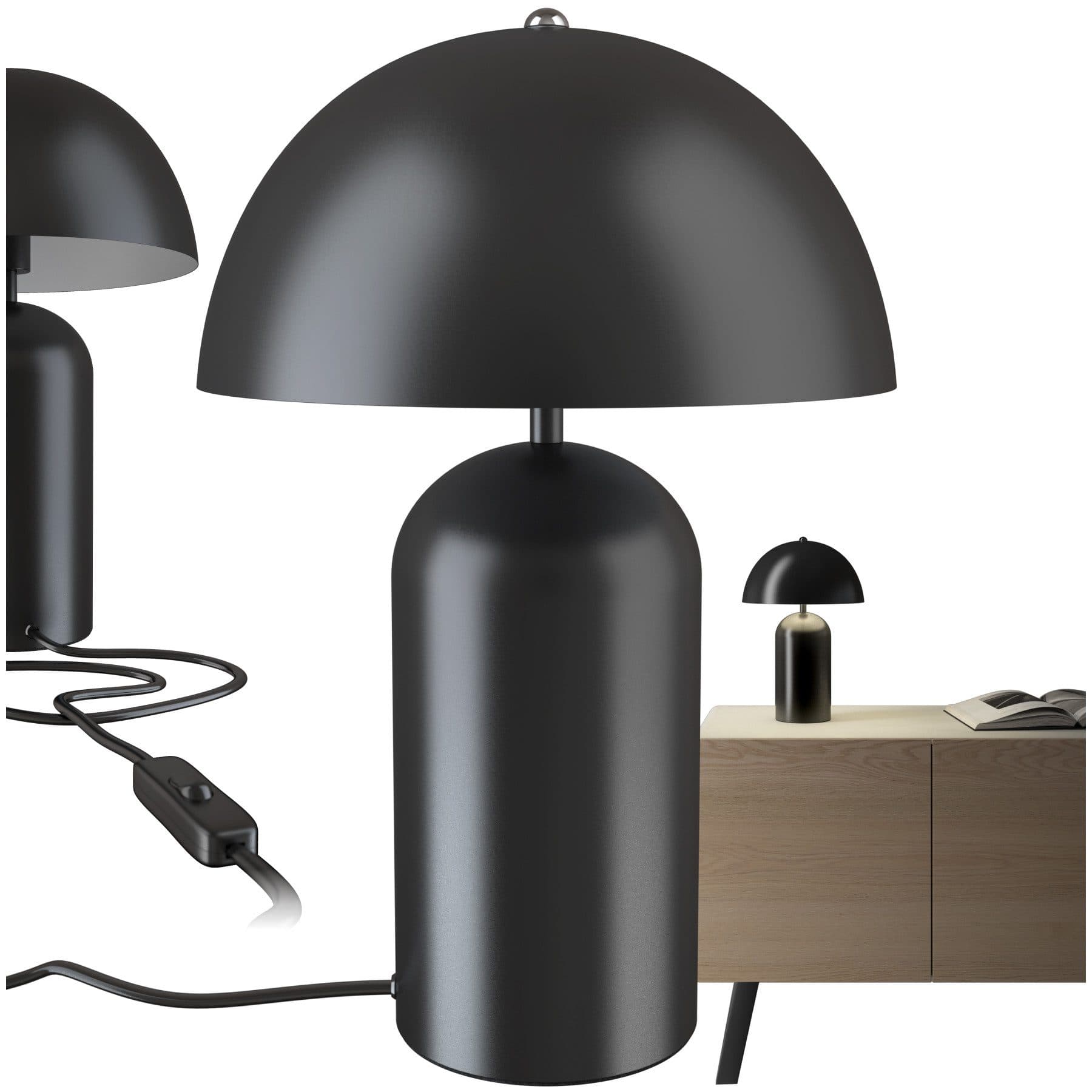tectake Retro-Tischlampe Altea Schwarz Pilzdesign - Bild 2