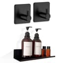 LIVINA HOME Handtuchhaken Set mit Duschablage selbstklebend Schwarz Bild 2