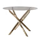 Lookway Esstisch BEIRA Runde Glasplatte 90 cm Gold Chrom Bild 2
