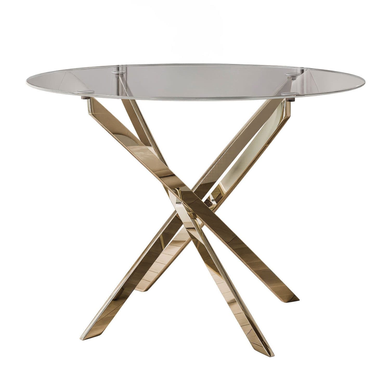 Lookway Esstisch BEIRA Runde Glasplatte 90 cm Gold Chrom - Bild 2