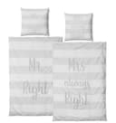 JACK Bettwäsche 4 tlg Satin Bettwäsche Partnerbettwäsche Mr. Right + Mrs. always Right Silber/Grau/Weiß Bild 2