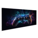 islandburner Leinwandbild Leuchtendes Neonlicht Gamepad Panorama 120x40cm Bild 2