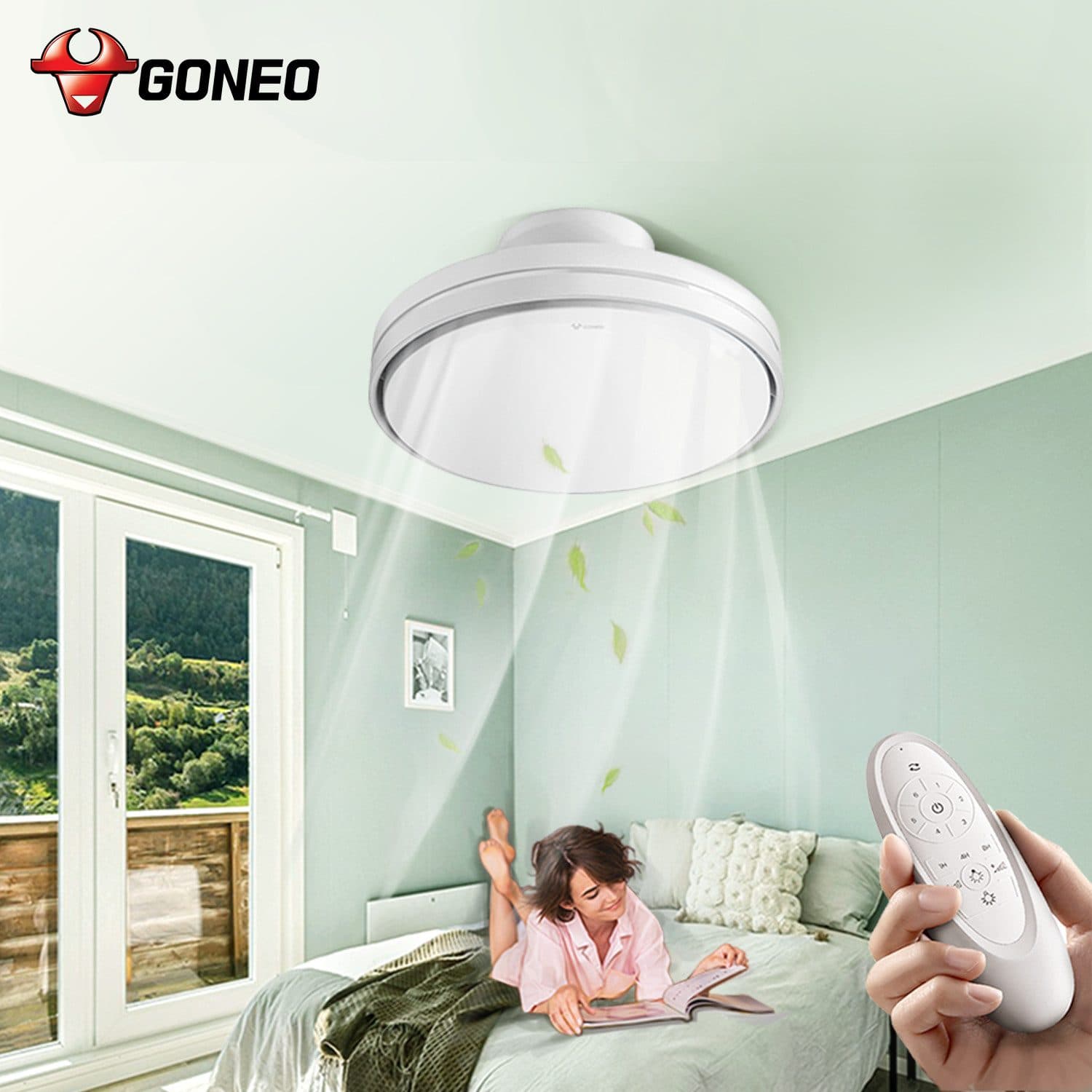 GONEO Deckenventilator mit Beleuchtung Weiß Flügelloses Design