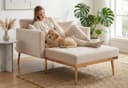 LVHOM Schlafsofa Relaxsessel mit verstellbarer Rückenlehne & Zierkissen Beige Bild 2
