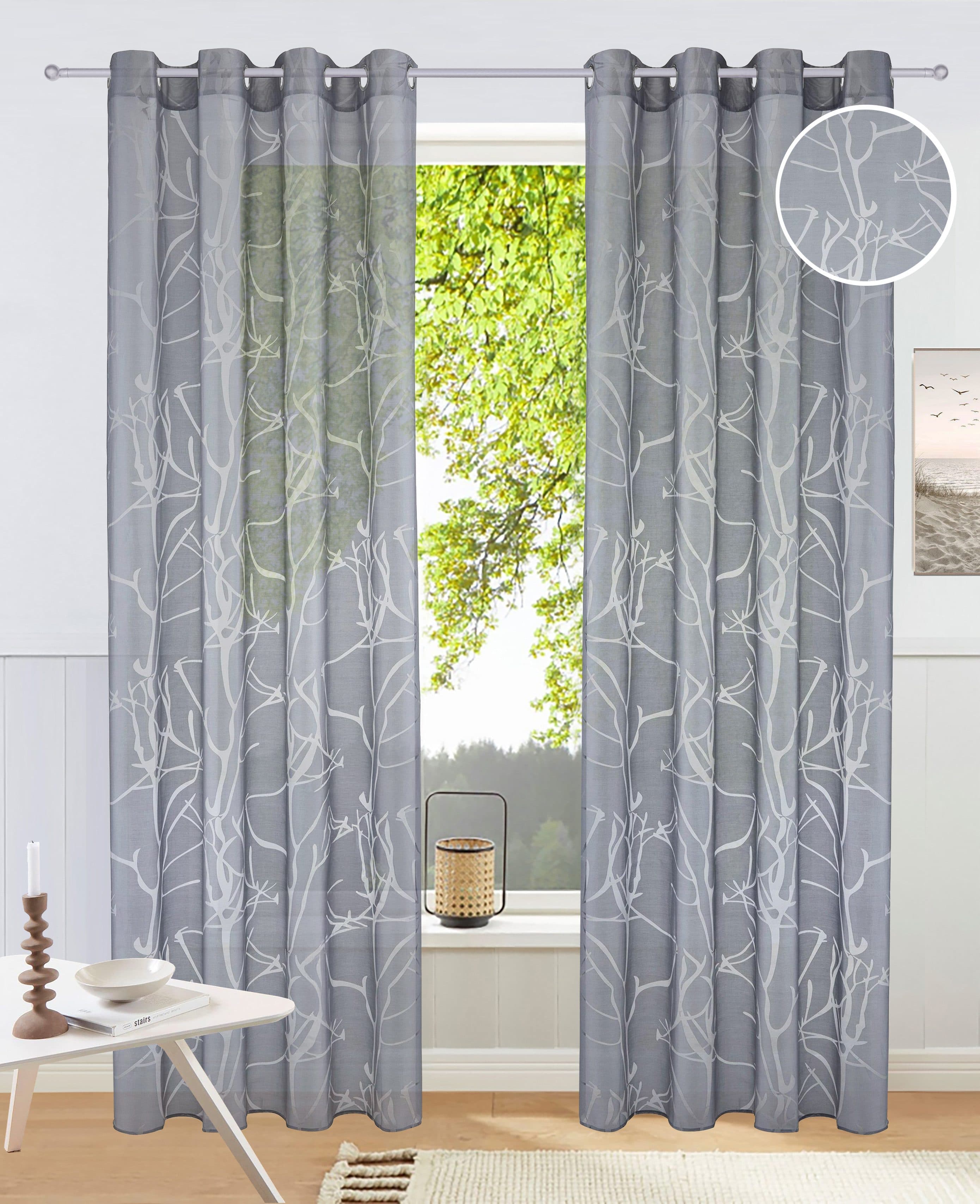 OTTO HOME Gardine Anna Grau Äste-Motiv Viskose Polyester - Bild 2