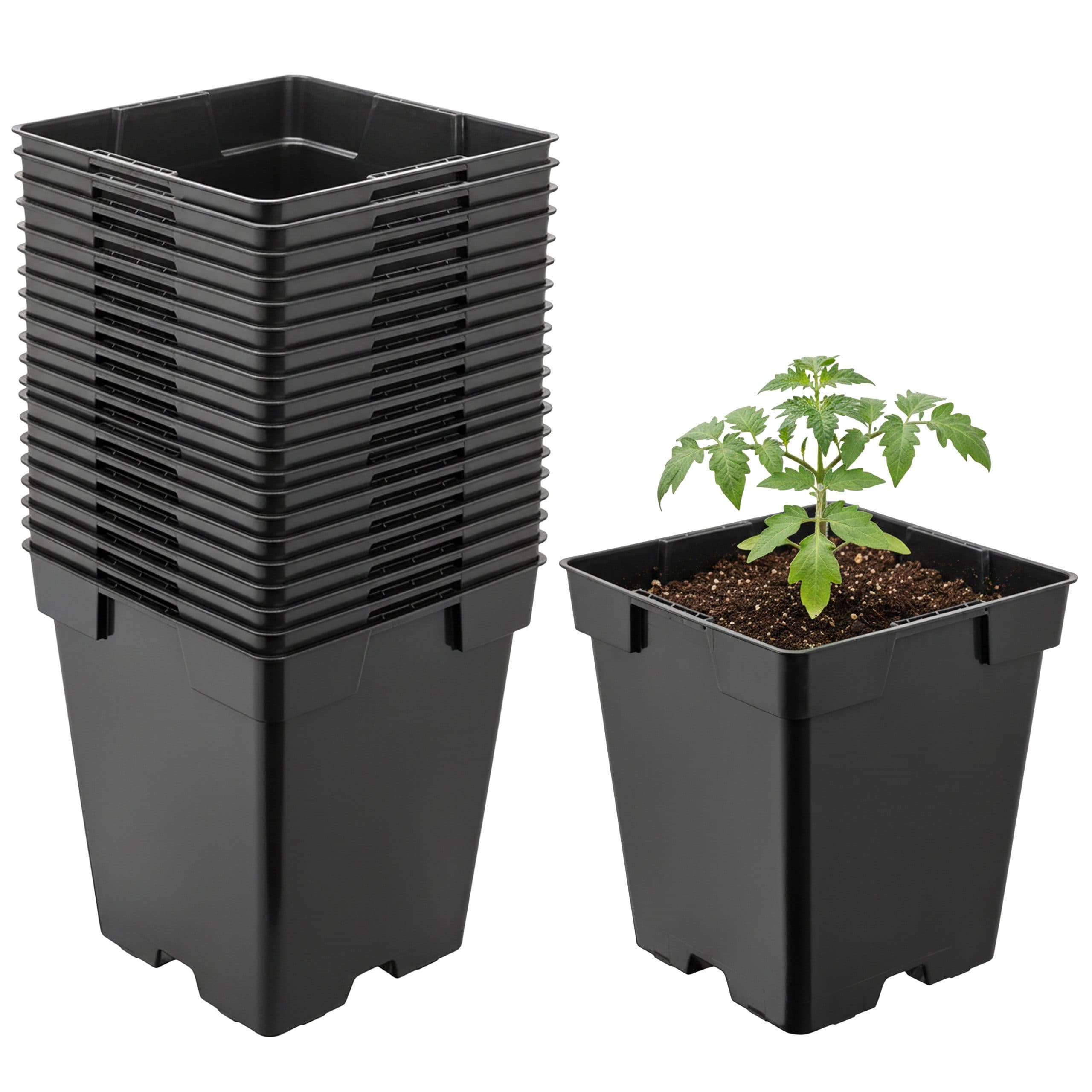 Garronda Blumentopf Kunststoff eckig 20er Set mit Drainagelöchern