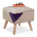 relaxdays Polsterhocker Samthocker mit Stauraum Creme Bild 2