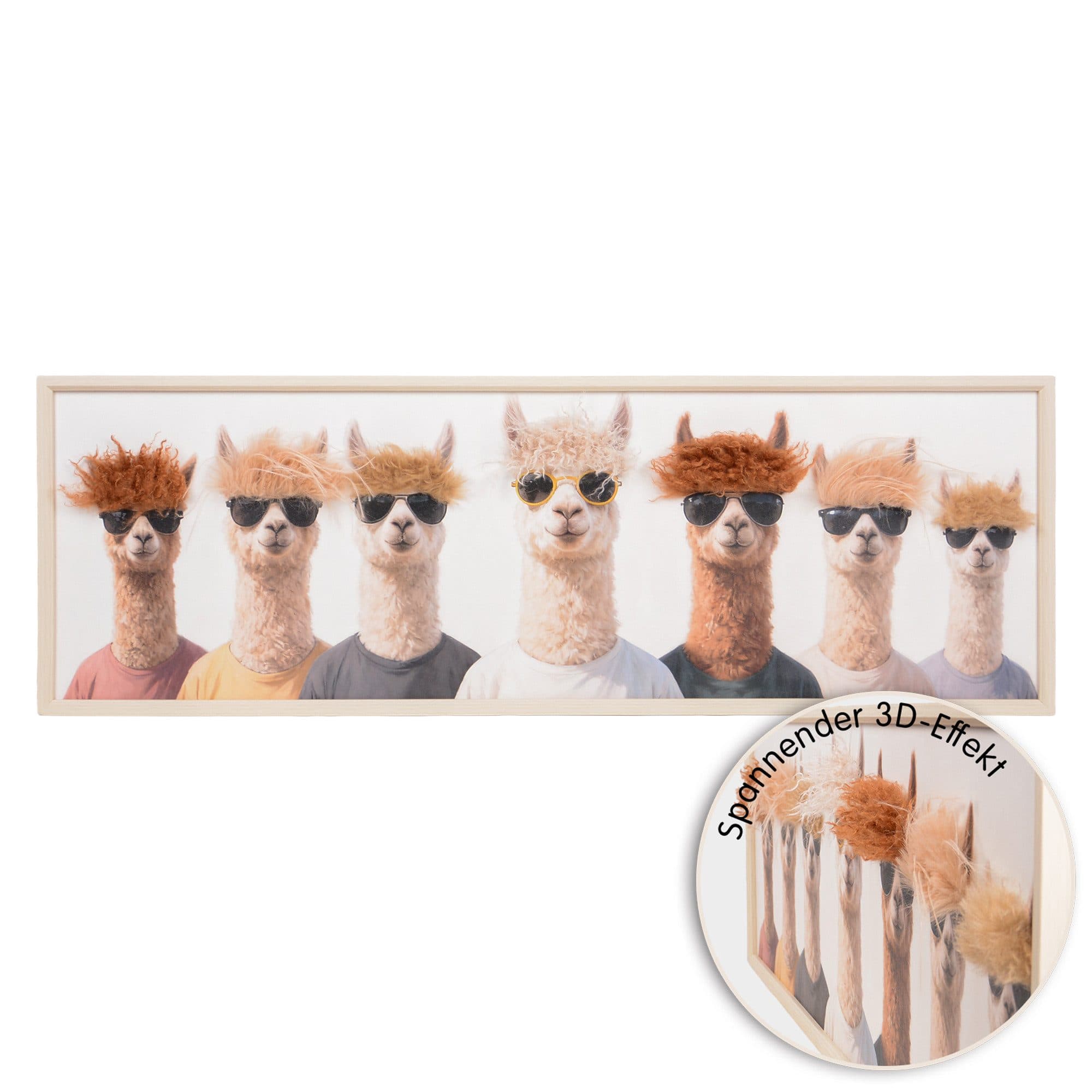UNUS HOME Wandbild Alpakas mit Sonnenbrille 3D Hairfusion Effekt