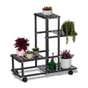 relaxdays Blumenständer mit Rollen Schwarz Modern Bild 2