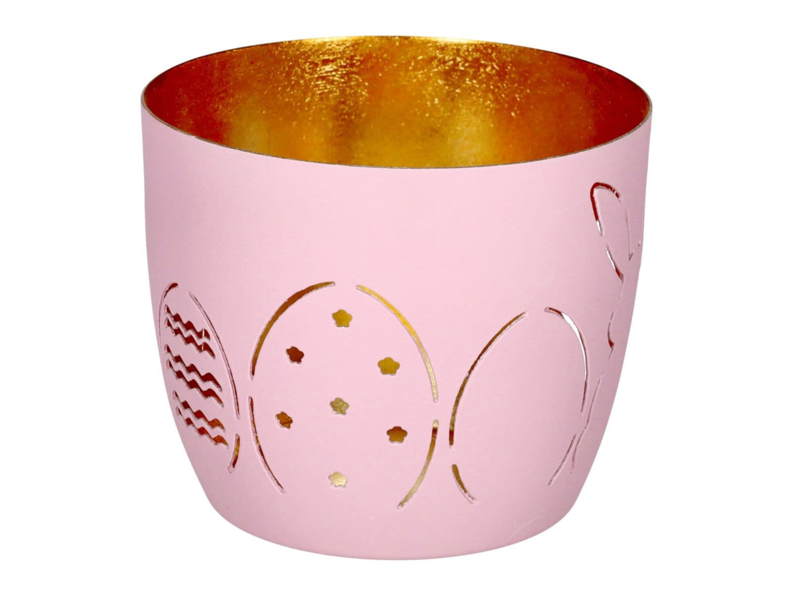 Giftcompany Windlicht Madras Hase mit Ostereier Rosa/Gold