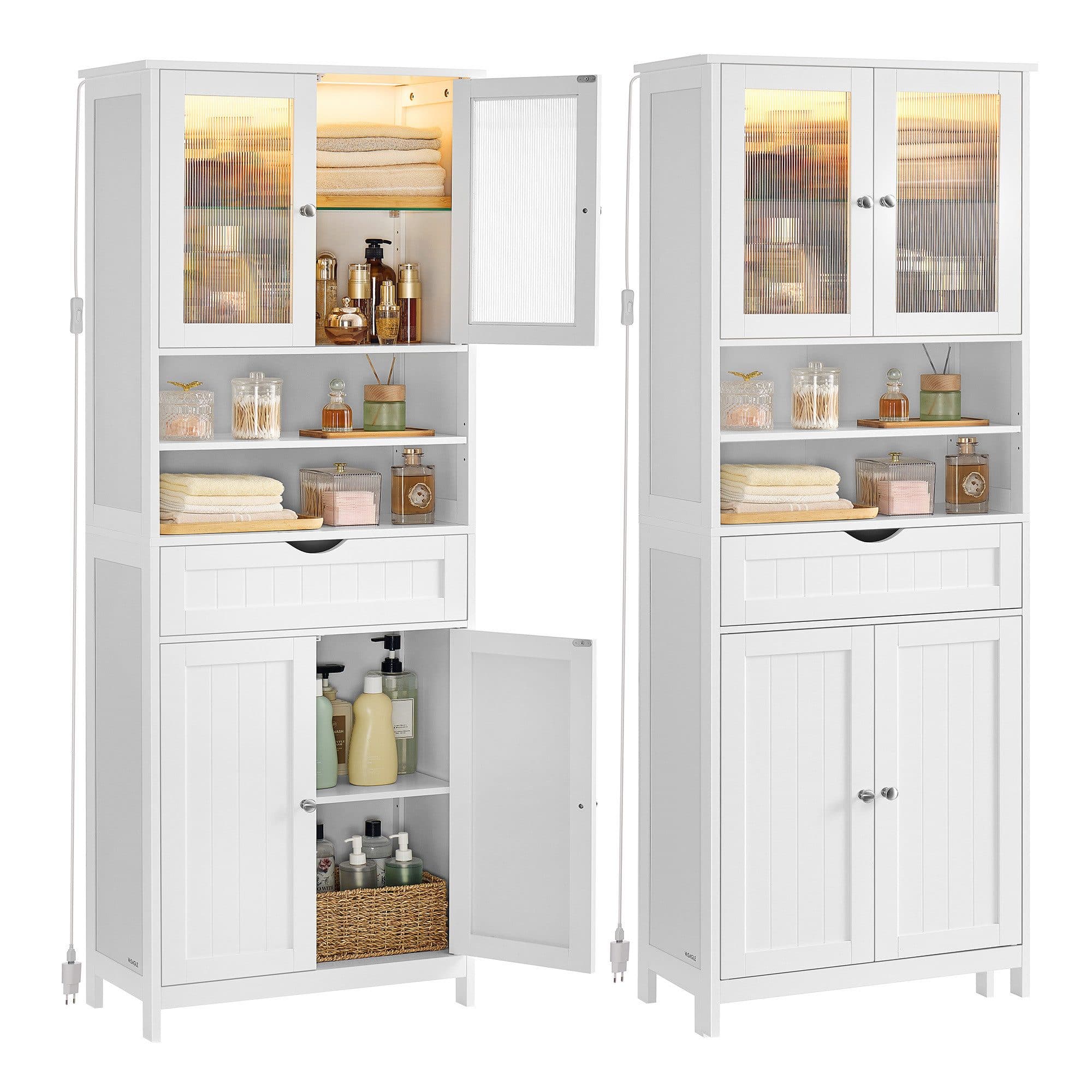 VASAGLE Badezimmerschrank Wolkenweiß mit LED-Beleuchtung - Bild 2