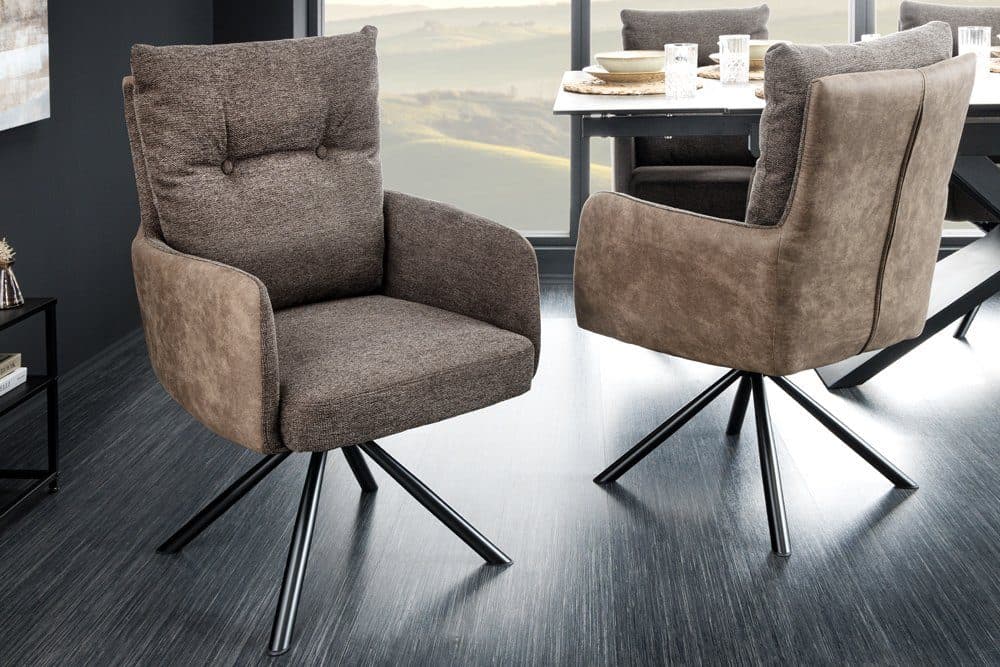 riess-ambiente Polsterstuhl BIG GEORGE Taupe/Schwarz mit 360°-Drehfunktion - Bild 2