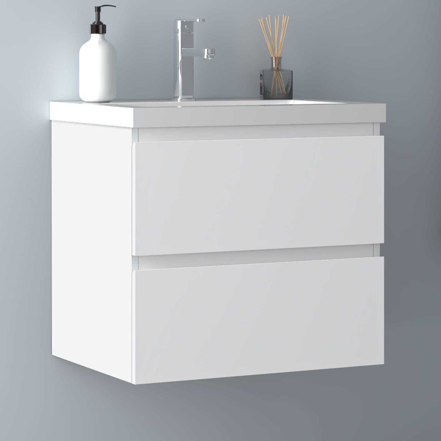 Aica Sanitär Waschtisch mit Unterschrank Weiß Softclose - Bild 2