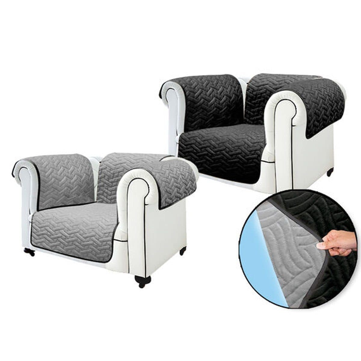 Starlyf Sofaschoner wasserabweisend wendbar Schwarz/Grau - Bild 2