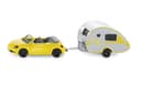 SIEPER Modellauto siku VW Beetle Cabriolet mit Wohnanhänger 1:55 Gelb/Silber Bild 2