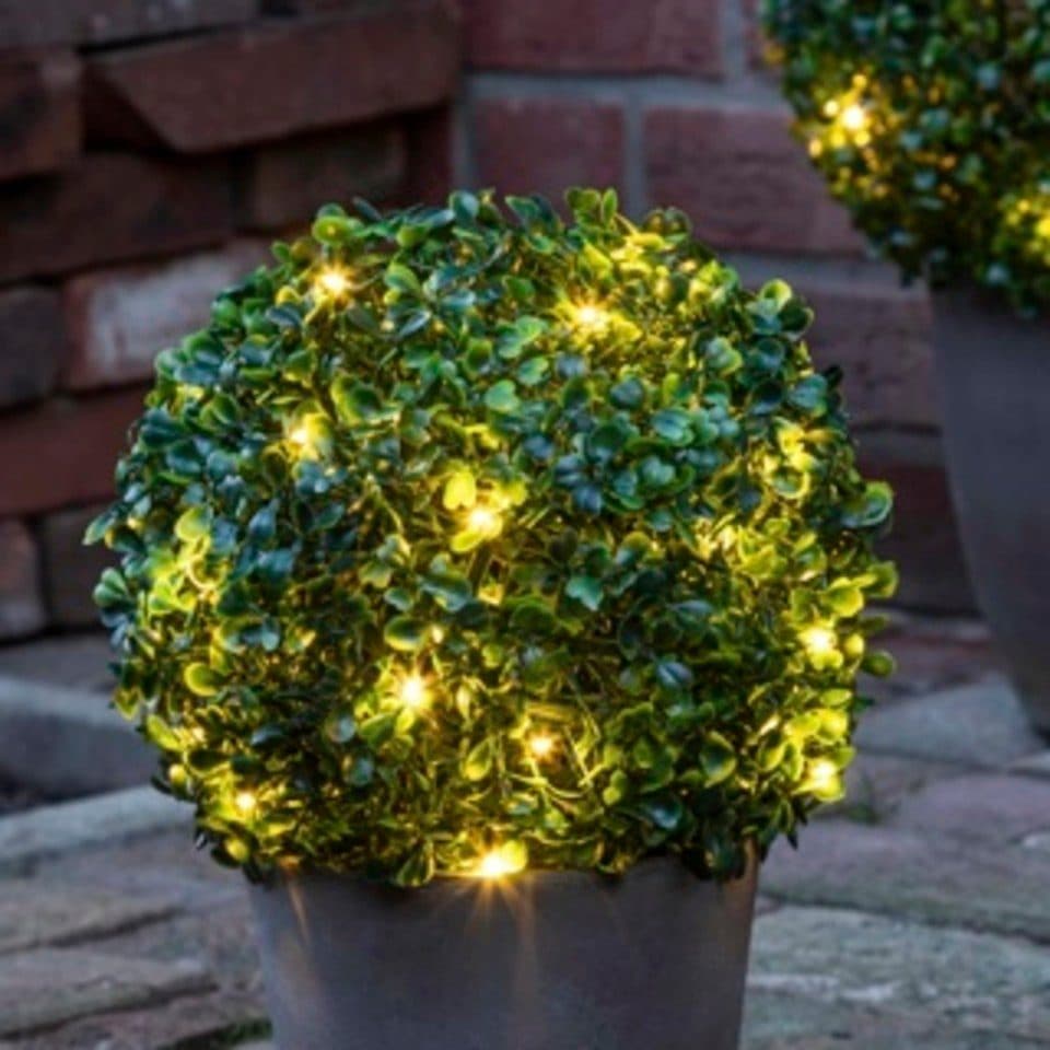 HI LED-Lichterkette Buchsbaum-Kugel 25cm 30 LEDs warmweiß