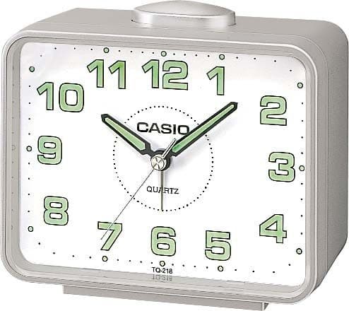 CASIO Quarzwecker TQ-218-8EF Silber Analog Leuchtzeiger