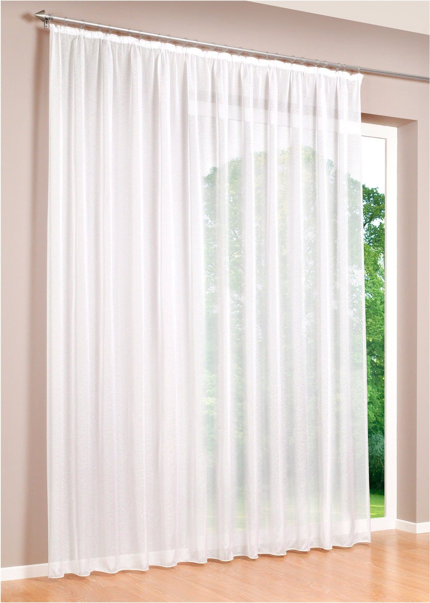 DecoHome24 Gardine Voile Weiß Kräuselband Transparent - Bild 2