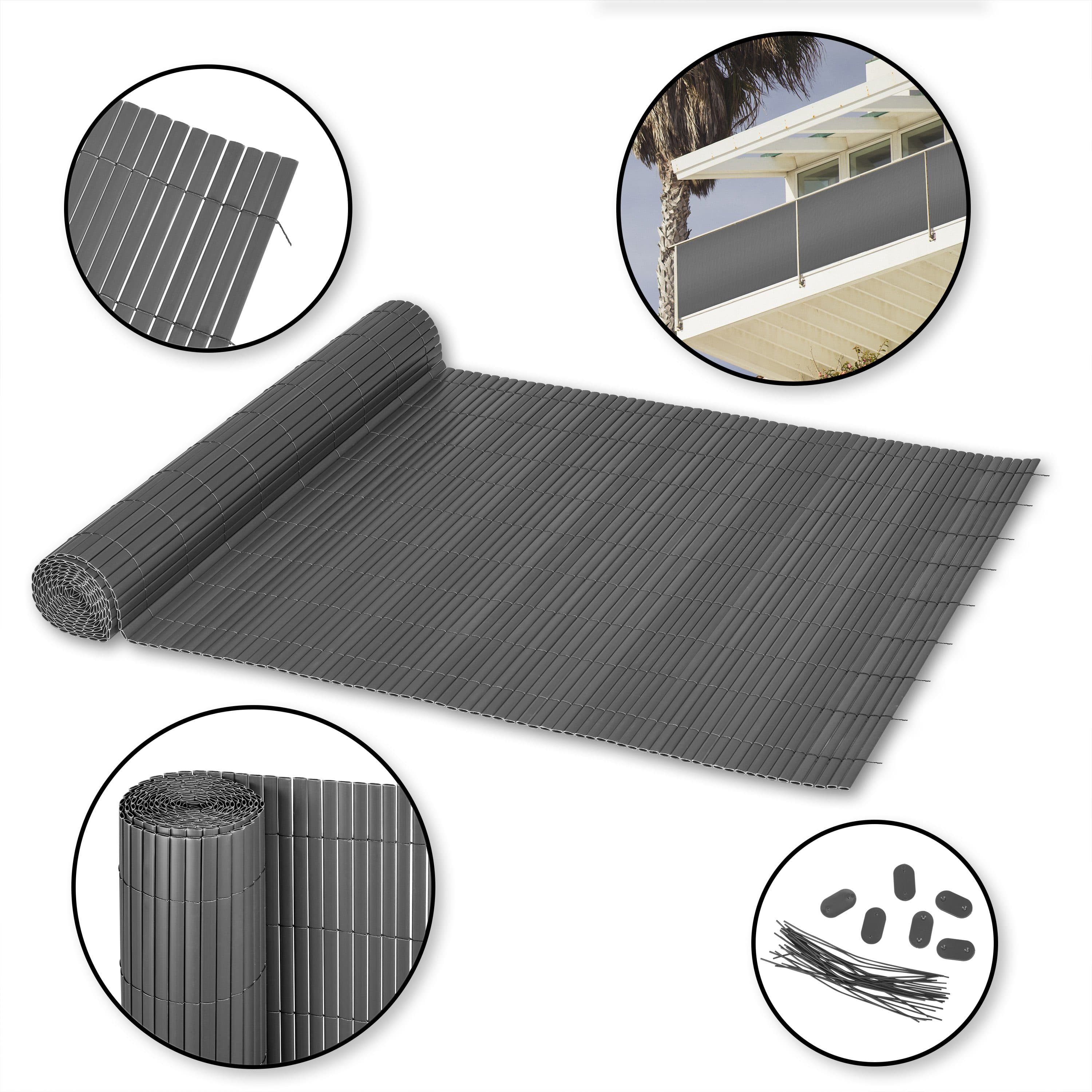 Ribelli Balkonsichtschutz PVC Anthrazit 0,9 x 3m - Bild 2