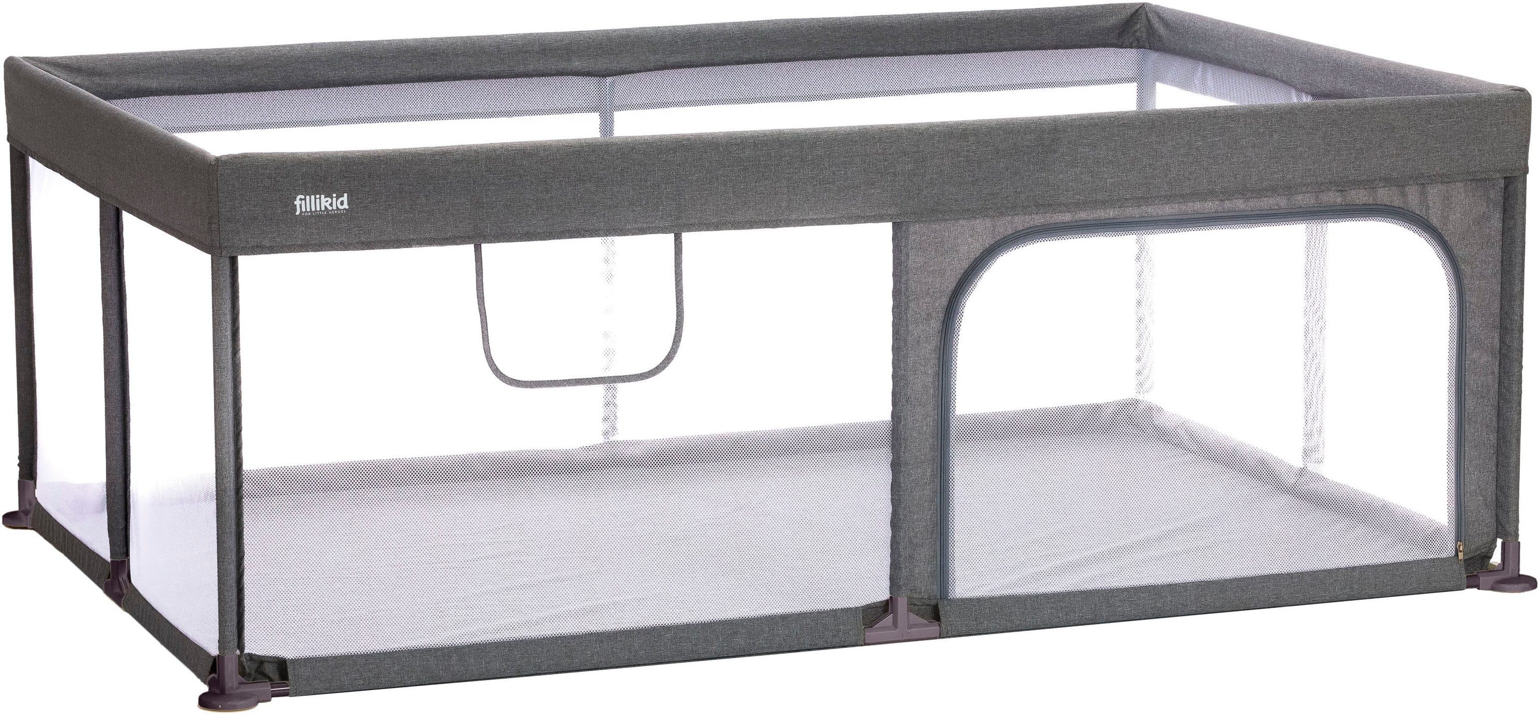 Fillikid Laufgitter Rio XL Grau Aluminium-Rahmen Seiteneinstieg - Bild 2