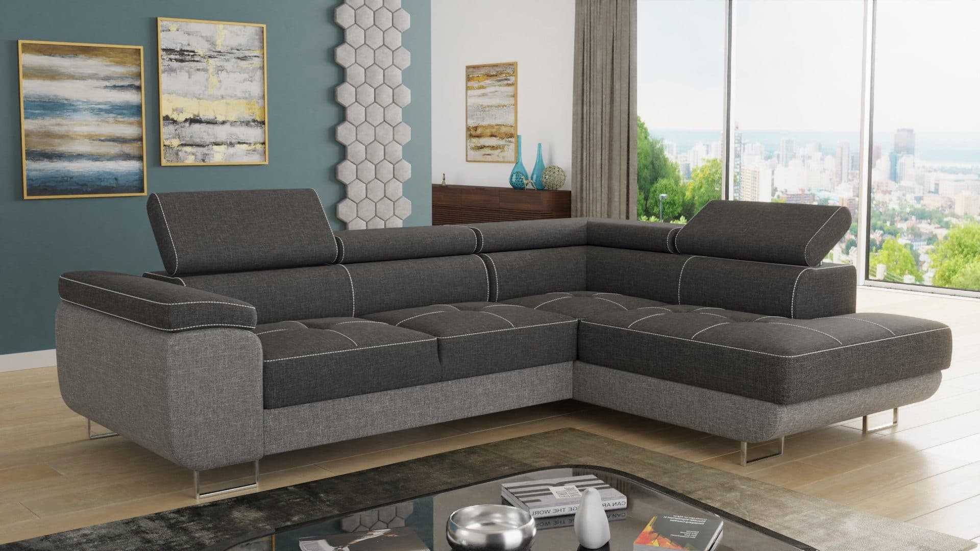 Sofnet Ecksofa Caris mit Schlaffunktion und Bettkasten, Webstoff 'Sawana' - Bild 2