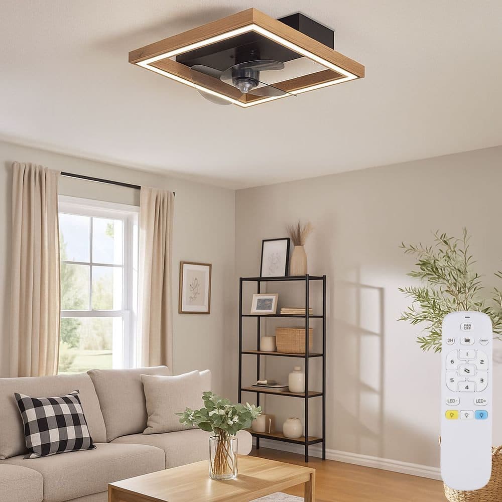 GLOBO LIGHTING Deckenventilator mit LED dimmbar Fernbedienung schwarz Holzoptik - Bild 2