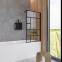 Schulte Badewannenfaltwand Duschwand für Badewanne, Dekor Atelier 1, Glas, 1-tlg, 70x130 cm, pendelbar, 5 mm Sicherheitsglas Bild 2