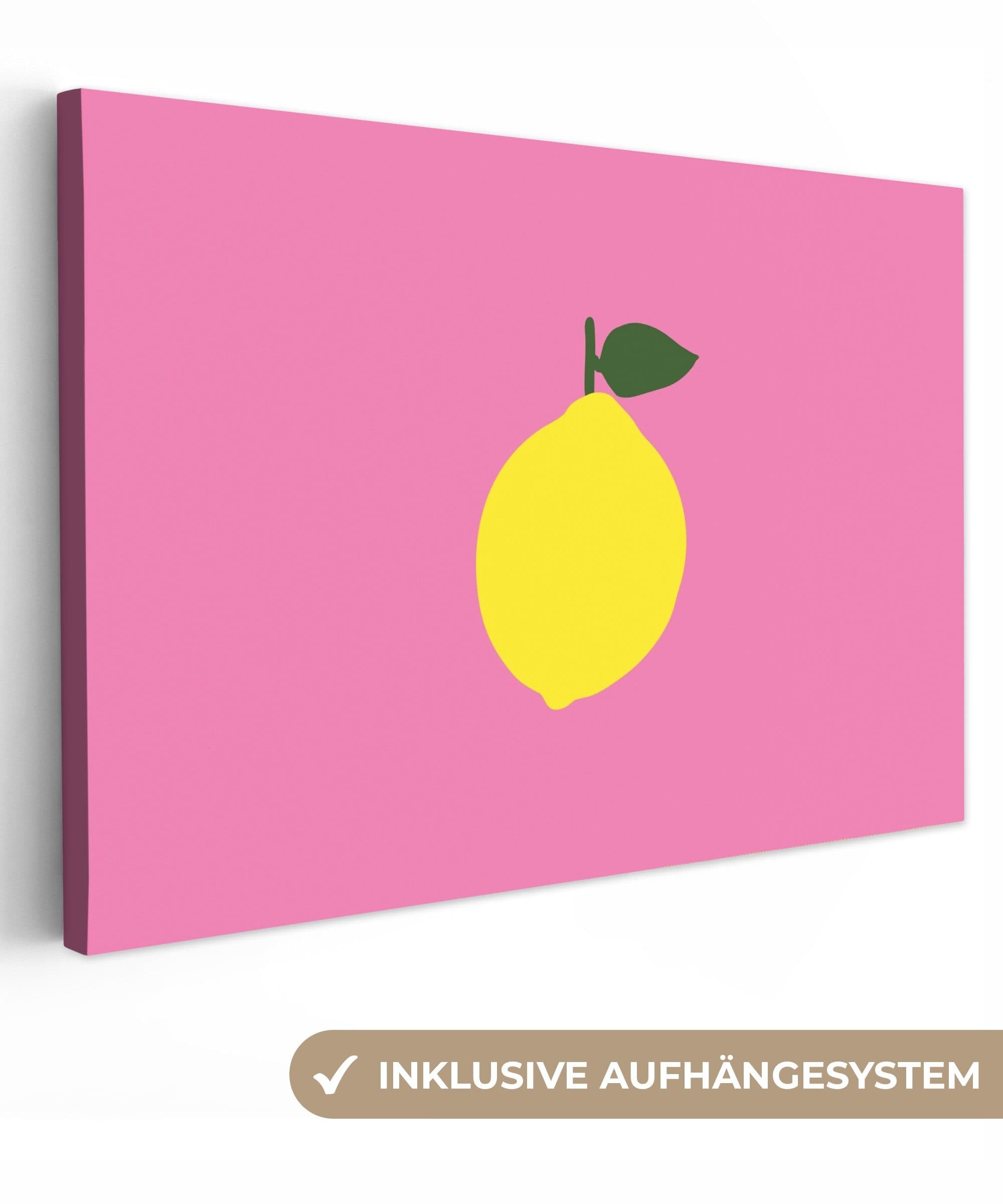 OneMillionCanvasses® Leinwandbild Zitrone Gelb Rosa Modern - Bild 2