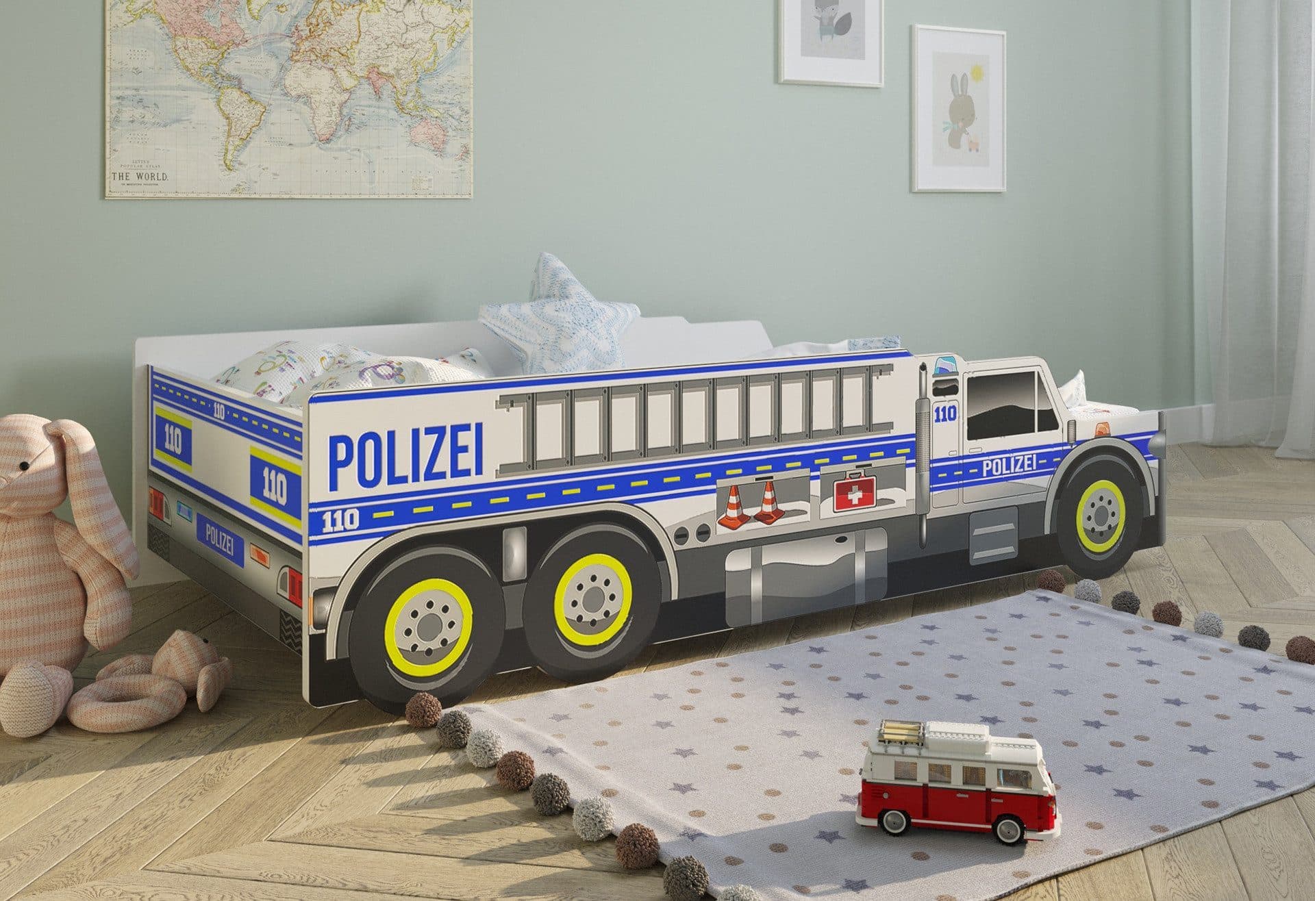 Kids Collective Autobett Polizei mit Rausfallschutz und Lattenrost - Bild 2