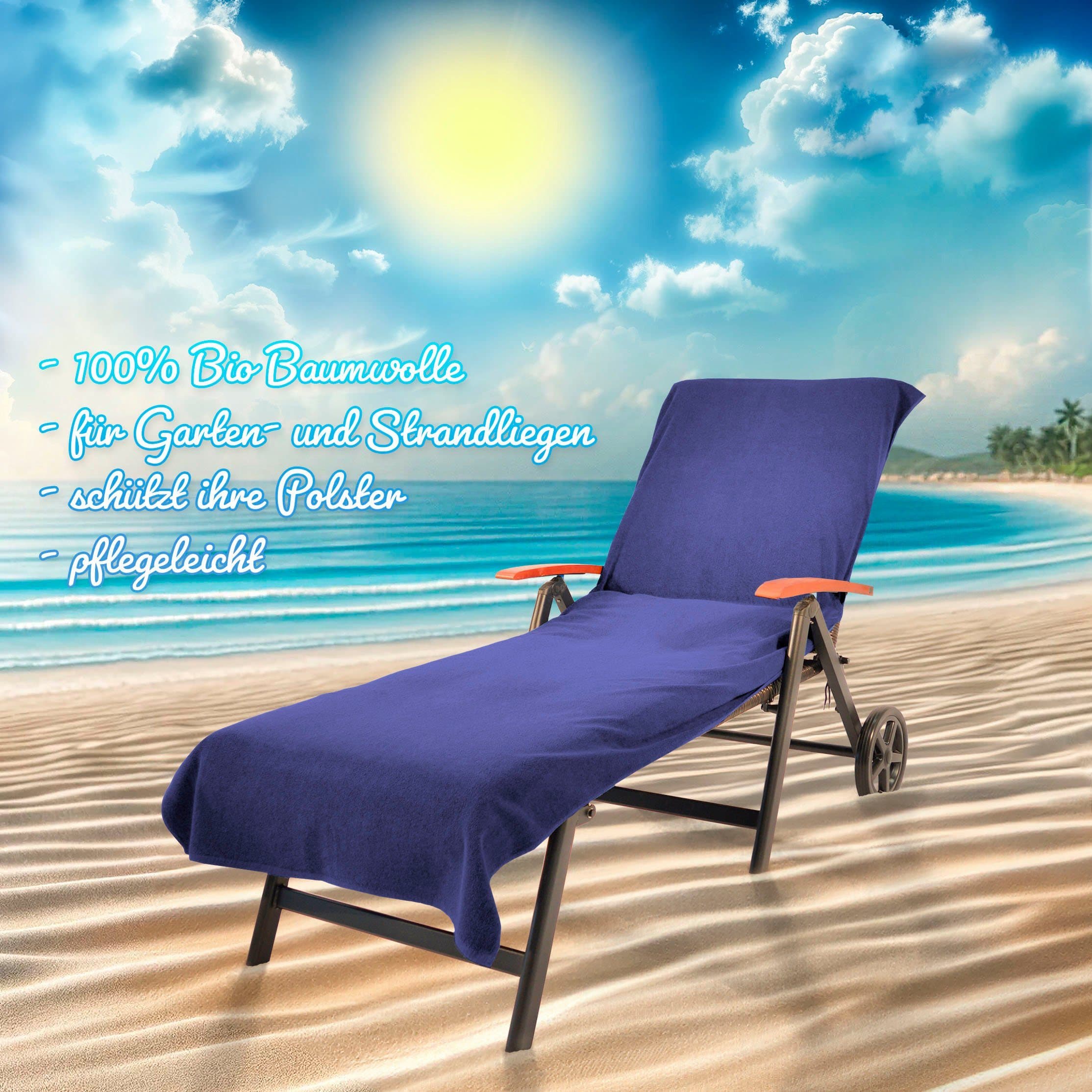 KINZLER Strandtuch Frottier-Liegenbezug 100% Baumwolle Blau - Bild 2